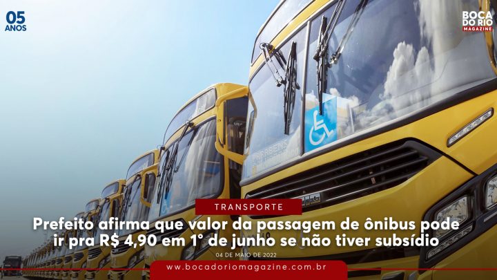 Prefeito afirma que valor da passagem de ônibus pode ir para R$ 4,90 em 1° de junho se não tiver subsídio