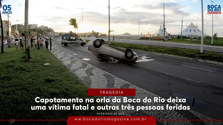 Capotamento na orla da Boca do Rio deixa uma vítima e outras três pessoas feridas