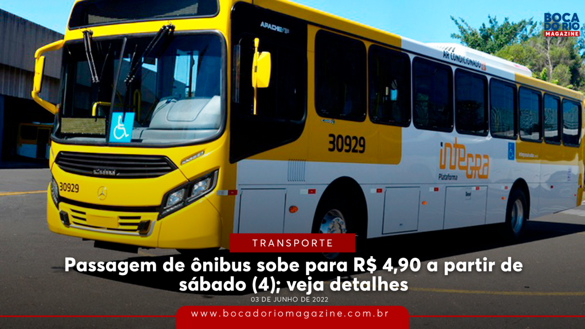Passagem de ônibus sobe para R$ 4,90 a partir de sábado (4); veja detalhes