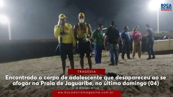 Encontrado o corpo de adolescente que desapareceu ao se afogar na Praia de Jaguaribe, no último domingo (04)