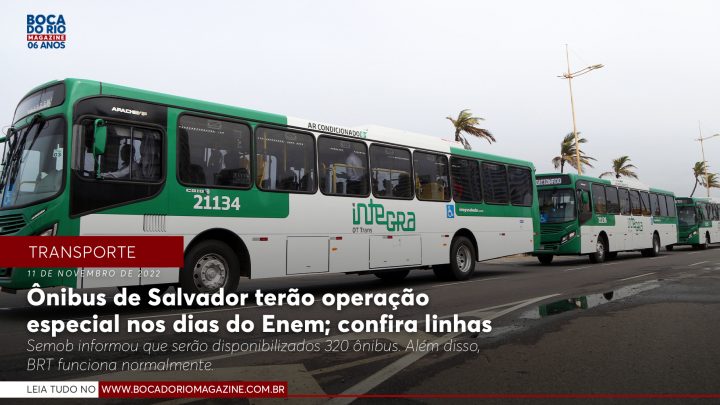 Ônibus de Salvador terão operação especial nos dias do Enem; confira linhas