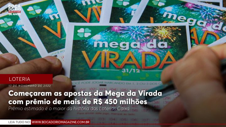 Começaram as apostas da Mega da Virada com prêmio de mais de R$ 450 milhões