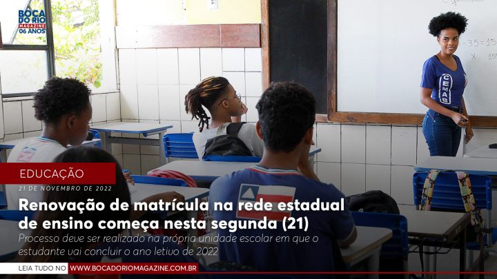 Renovação de matrícula na rede estadual de ensino começa nesta segunda (21)