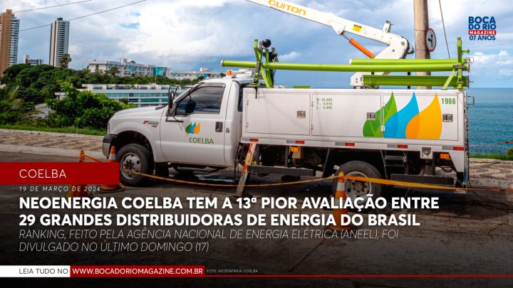 Neoenergia Coelba tem a 13ª pior avaliação entre 29 grandes distribuidoras de energia do Brasil
