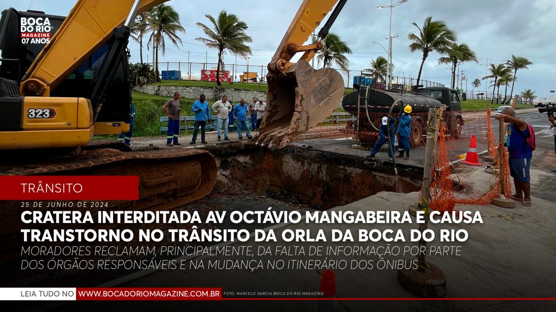 Buraco causa transtorno no trânsito da Orla da Boca do Rio; saiba detalhes