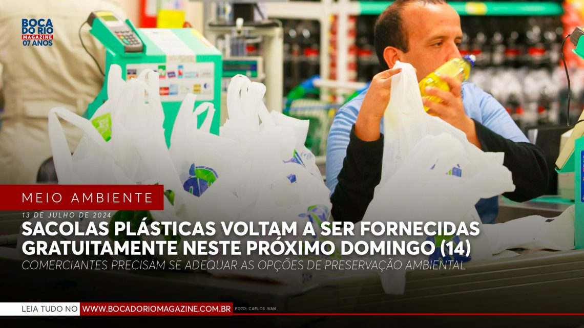 Sacolas plásticas voltam a ser fornecidas gratuitamente neste próximo domingo (14)