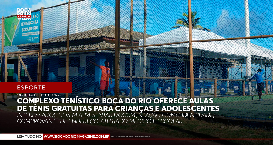 Complexo Tenístico Boca do Rio oferece aulas de tênis gratuitas para crianças e adolescentes