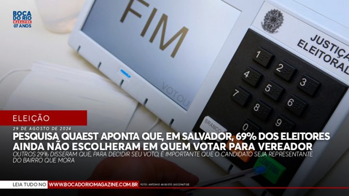 Pesquisa Quaest aponta que 69% ainda não escolheram em quem votar para vereador