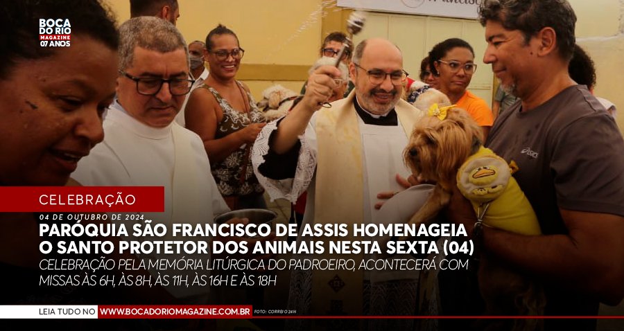 Paróquia São Francisco de Assis homenageia o santo protetor dos animais nesta sexta-feira (04) Paróquia São Francisco de Assis homenageia o santo protetor dos animais nesta sexta-feira (04)