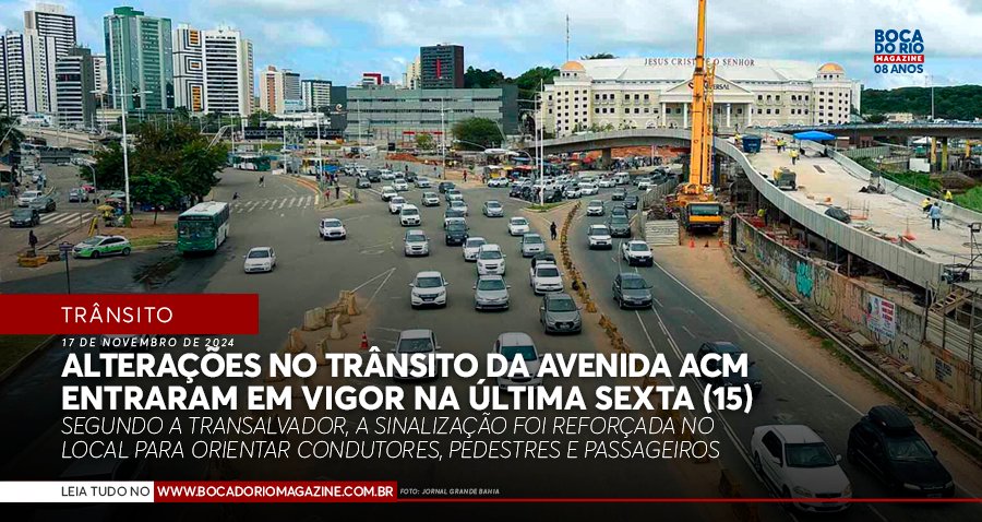 Alterações no trânsito da Avenida ACM entraram em vigor na última sexta-feira (15) Alterações no trânsito da Avenida ACM entraram em vigor na última sexta-feira (15)