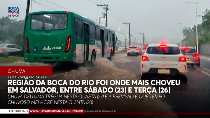 Região da Boca do Rio foi onde mais choveu em Salvador, entre sábado (23) e terça (26)