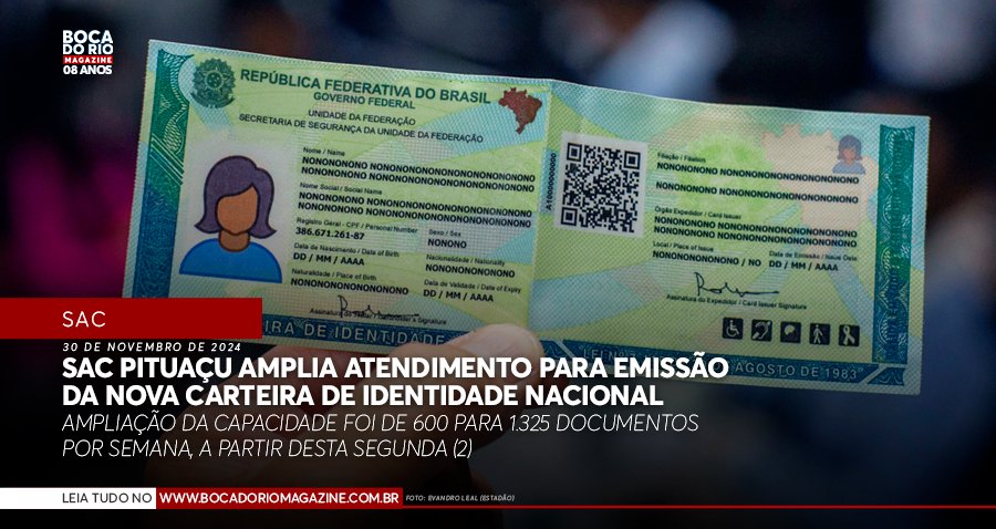 SAC Pituaçu amplia atendimento para emissão da nova Carteira de Identidade Nacional SAC Pituaçu amplia atendimento para emissão da nova Carteira de Identidade Nacional