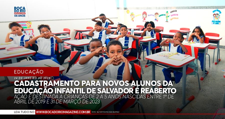 Cadastramento para novos alunos da Educação Infantil de Salvador é reaberto