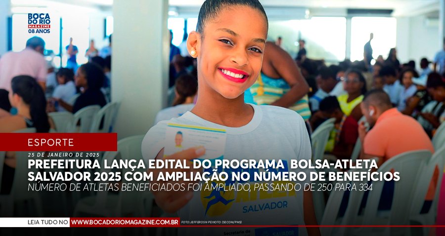 Prefeitura lança edital do Bolsa-Atleta Salvador 2025 com ampliação no número de benefícios