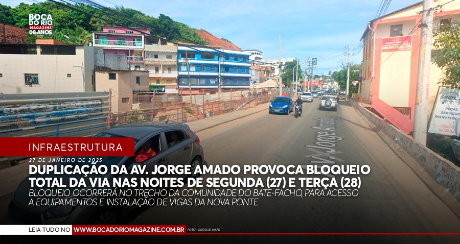 Duplicação da Av. Jorge Amado provoca bloqueio total da via nas noites de segunda (27) e terça (28)