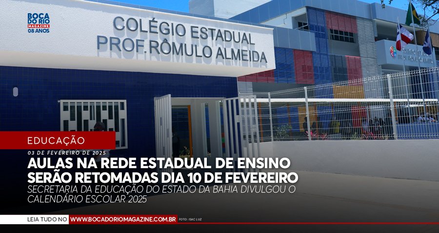 Aulas na Rede Estadual de ensino serão retomadas dia 10 de fevereiro
