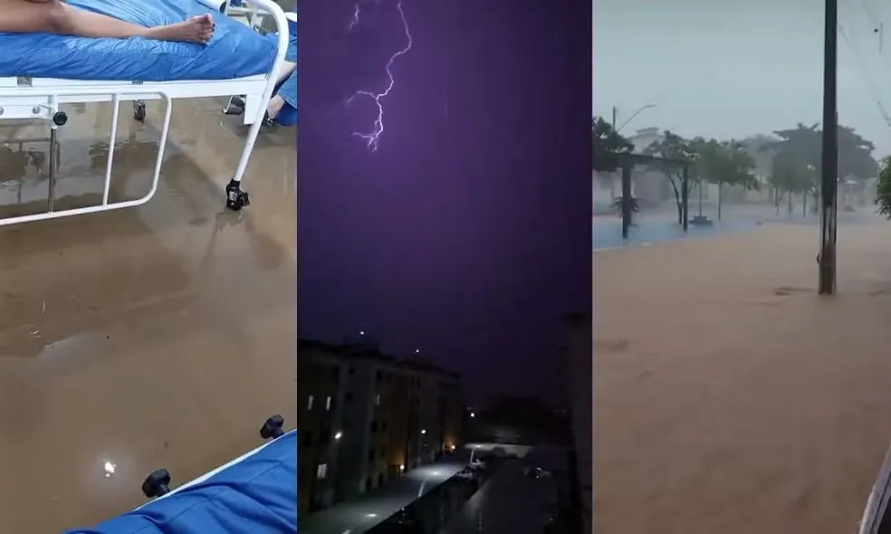 Hospital alagado e ruas destruídas marcam o temporal na Bahia. Alerta laranja do Inmet segue até sexta (27) com risco de novos desabamentos.
