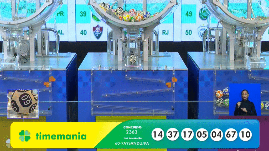 Confira o resultado da Timemania 2363 desta quinta (05). Veja os números sorteados, o Time do Coração e saiba como resgatar seu prêmio.