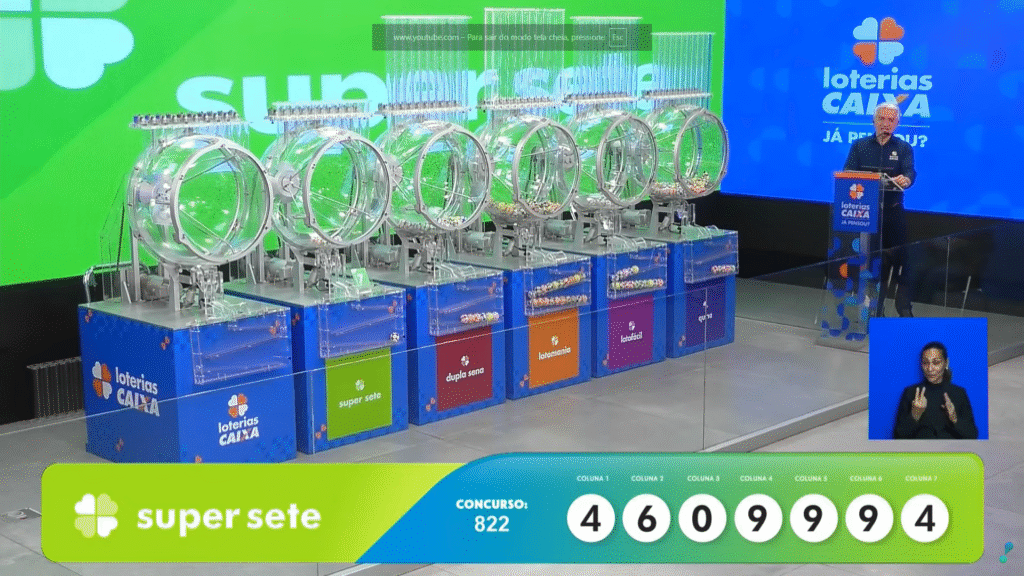 Confira o resultado do Super Sete 822 desta sexta (13). Veja os números sorteados em cada coluna e saiba se ganhou o prêmio de R$ 3,6 mi.