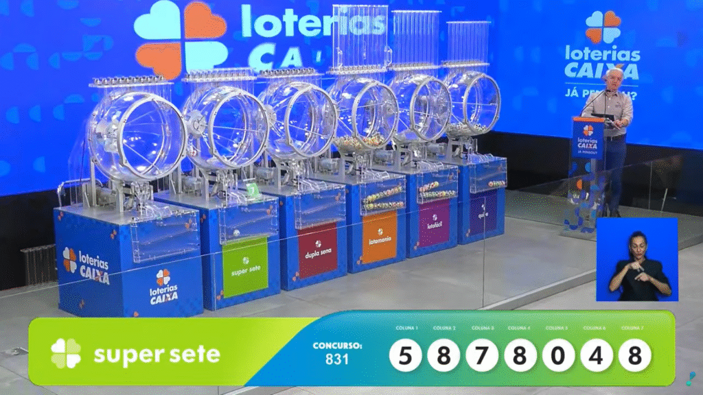 Super Sete 831: confira os números sorteados nesta segunda (06). Veja o resultado por colunas e saiba como resgatar o prêmio de R$ 5 milhões.