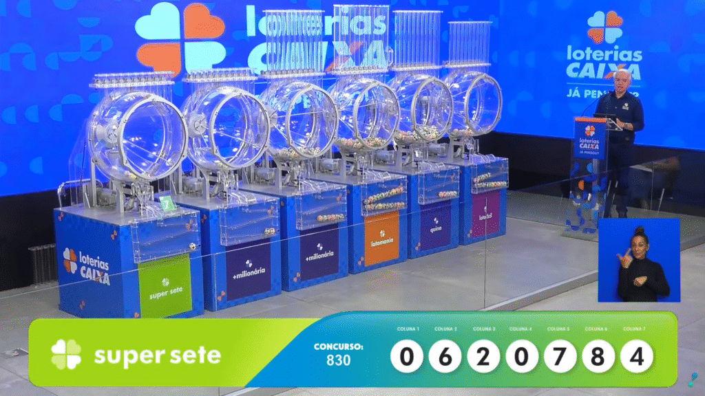 Confira o resultado da Super Sete 830 desta quarta (1º). Veja os números e saiba como resgatar R$ 5 milhões.