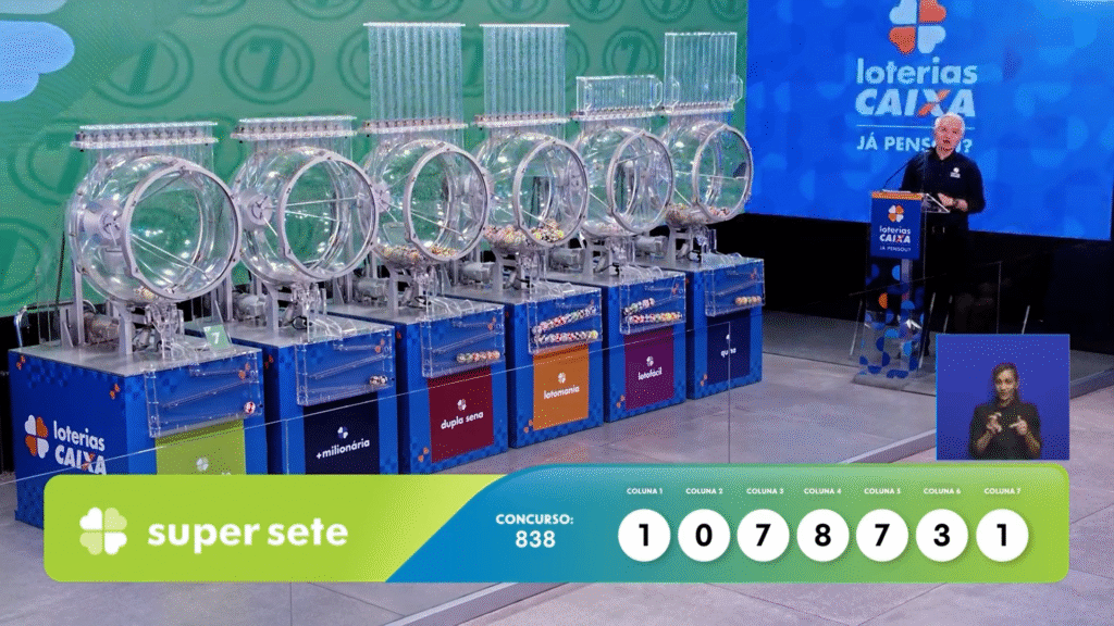 Super Sete 838: confira os números sorteados nesta quarta (22) e saiba como resgatar o prêmio estimado em R$ 6,5 milhões.