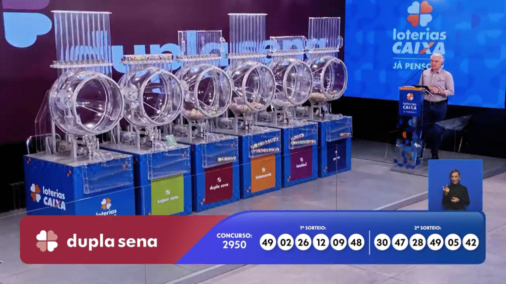 Dupla Sena 2950: confira os números sorteados nesta segunda (27). Veja as dezenas premiadas e o prêmio de R$ 1,7 milhão.