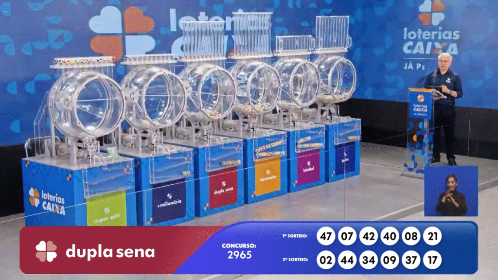 Resultado completo da Dupla Sena 2965. Confira as dezenas do sorteio de hoje e saiba como resgatar o prêmio estimado de R$ 2,3 milhões.