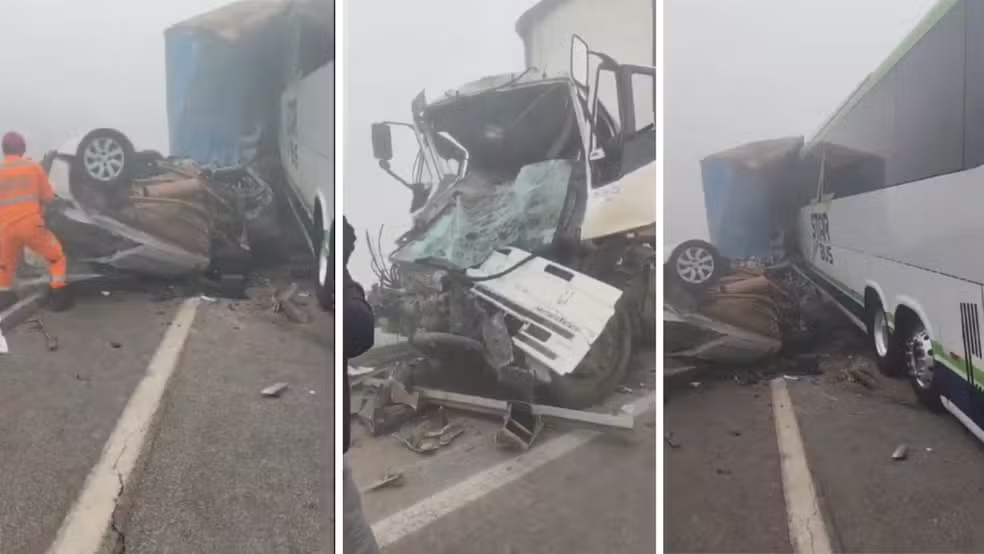 Engavetamento com 14 veículos deixa um morto e feridos na BR-262 em Betim