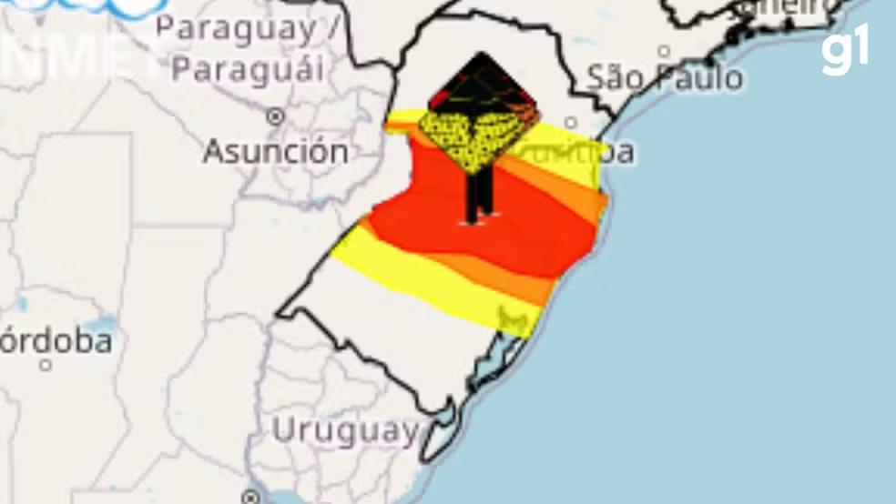 Temporal histórico motiva alerta vermelho de grande perigo emitido pelo Inmet no RS
