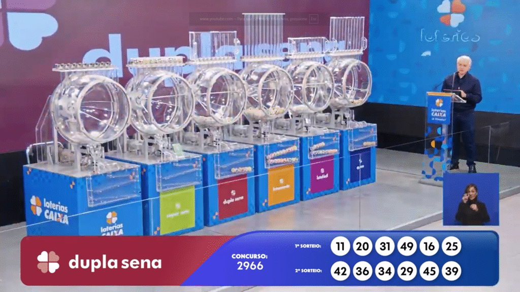 Confira os números sorteados na Dupla Sena 2966 desta sexta (05). Veja o resultado do 1º e 2º sorteio e como resgatar R$ 2,5 milhões.