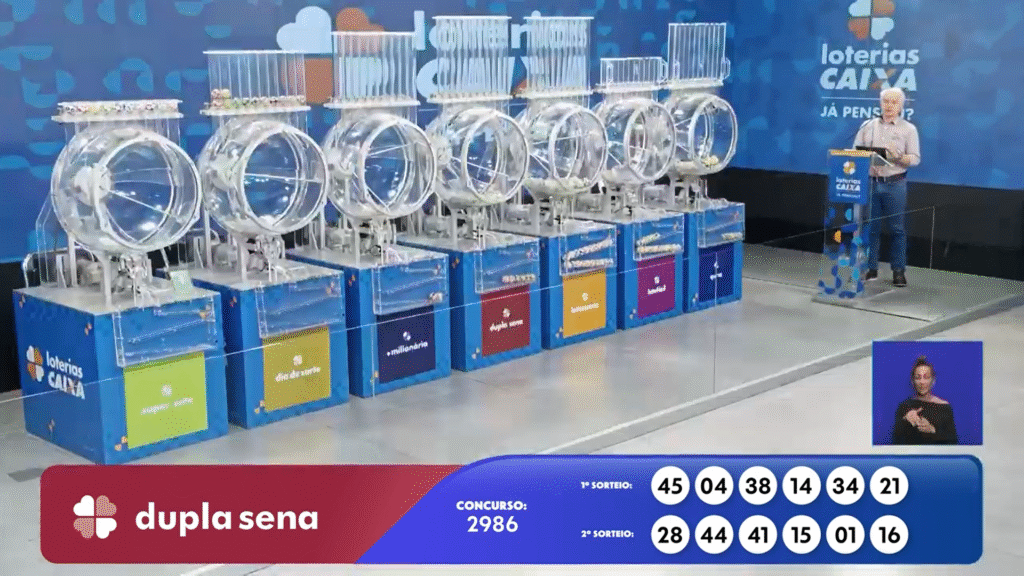 Veja os números sorteados na Dupla Sena 2986 nesta quarta-feira (22). Confira as dezenas dos dois sorteios e saiba como resgatar o prêmio.