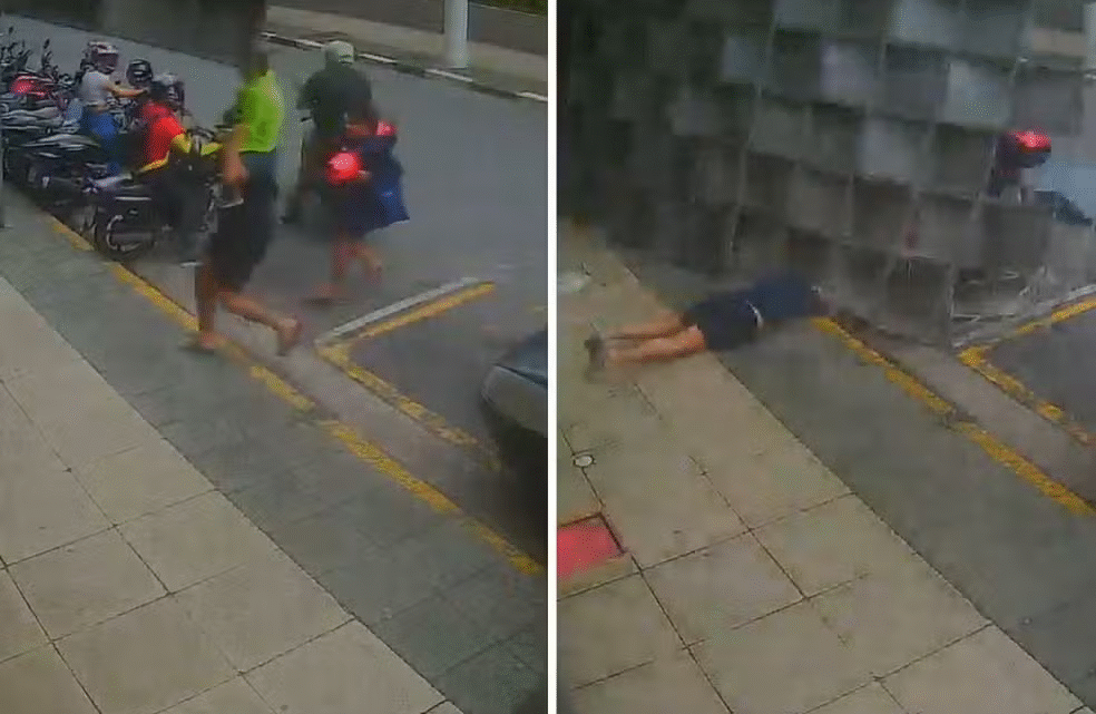 Estrutura de loja desaba devido ao forte vento e atinge pedestres no litoral de SP
