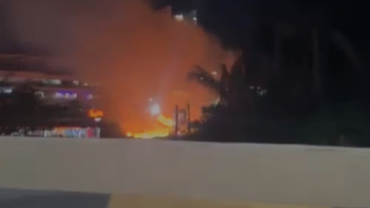 Incêndio de grandes proporções atinge área de vegetação na Avenida das Torres em Manaus