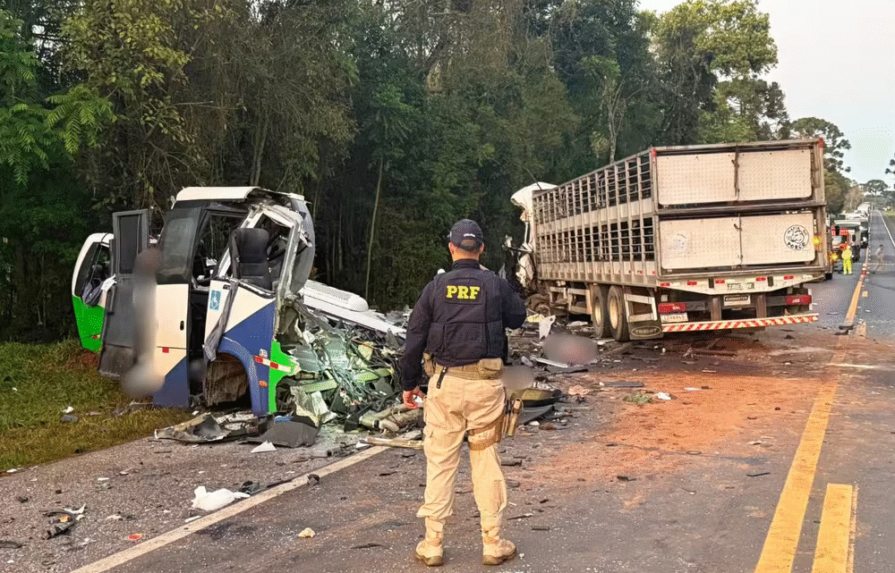 Tragédia na BR-373 envolve micro-ônibus e carreta e deixa 23 mortos no Paraná
