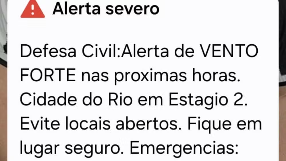 Ventos de até 90 km/h acionam alerta severo da Defesa Civil no Rio de Janeiro