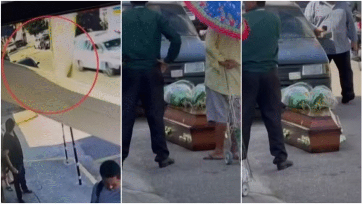 Caixão cai de carro funerário em rua do Centro de Fortaleza e assusta moradores